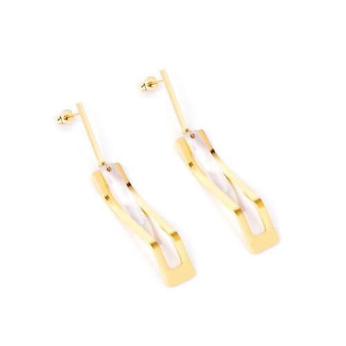 Luxusteel-Boucles D'oreilles Pendantes Coquille Noire Pour Femme, Piercing D'oreille, Or, Document Géométrique, Acier Inoxydable, Haute Polie, Boucle D'oreille Cadeau