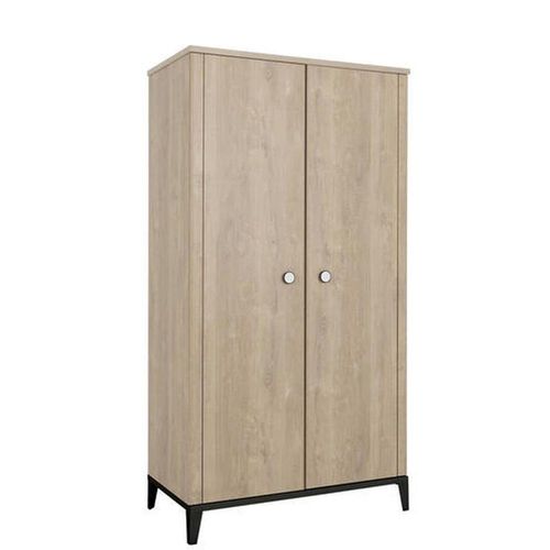 Armoire 2 Portes Marcel Chêne Blond Noir - Galipette