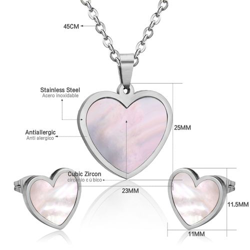 Luxusteel-Ensemble Collier Et Boucles D'oreilles En Coquillage Blanc Naturel Pour Femme, Élégant, Acier Inoxydable, Breloque Coeur, Blanc Ateur De Papillon, Lune, Bijoux