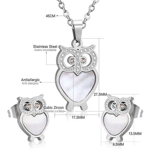 Luxusteel-Ensemble Collier Et Boucles D'oreilles En Coquillage Blanc Naturel Pour Femme, Élégant, Acier Inoxydable, Breloque Coeur, Blanc Ateur De Papillon, Lune, Bijoux