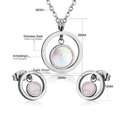 Luxusteel-Ensemble Collier Et Boucles D'oreilles En Coquillage Blanc Naturel Pour Femme, Élégant, Acier Inoxydable, Breloque Coeur, Blanc Ateur De Papillon, Lune, Bijoux