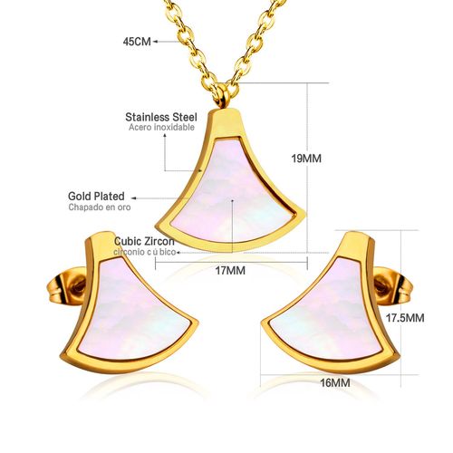 Luxusteel-Ensemble Collier Et Boucles D'oreilles En Coquillage Blanc Naturel Pour Femme, Élégant, Acier Inoxydable, Breloque Coeur, Blanc Ateur De Papillon, Lune, Bijoux
