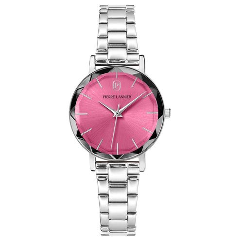 Montre Femme Multiples Argenté Cadran Rose Bracelet Acier Argenté 14 Mm