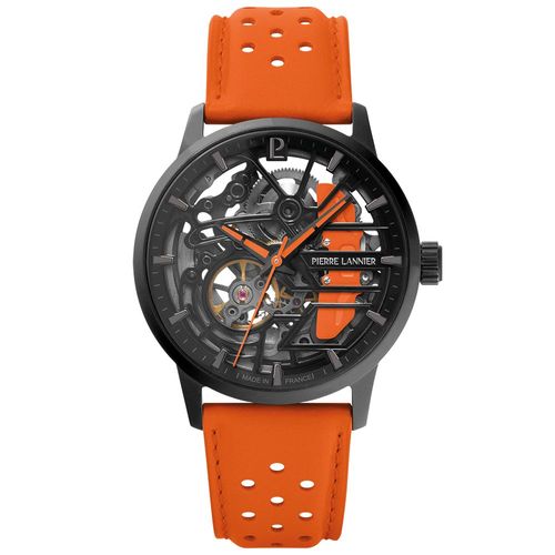 Montre Femme Paddock Noir Cadran Bracelet Cuir Orange 20 Mm
