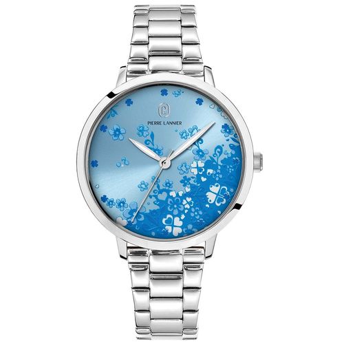 Montre Femme Tallia Argenté Cadran Bleu Bracelet Acier Argenté 16 Mm