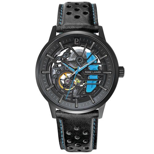 Montre Homme Paddock Noir Cadran Noir Bracelet Cuir Noir 22 Mm
