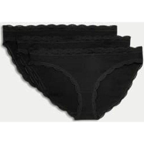 Lot De 3 Culottes Bikini En Coton Et Dentelle - Noir