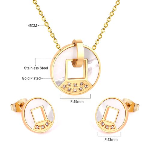 Luxusteel-Ensemble Collier Et Boucles D'oreilles En Coquillage Blanc Naturel Pour Femme, Élégant, Acier Inoxydable, Breloque Coeur, Blanc Ateur De Papillon, Lune, Bijoux