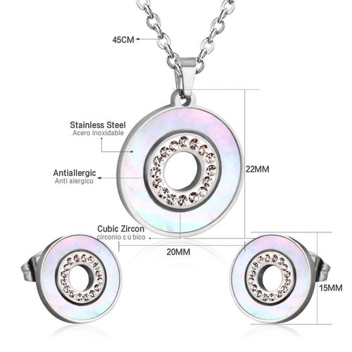 Luxusteel-Ensemble Collier Et Boucles D'oreilles En Coquillage Blanc Naturel Pour Femme, Élégant, Acier Inoxydable, Breloque Coeur, Blanc Ateur De Papillon, Lune, Bijoux