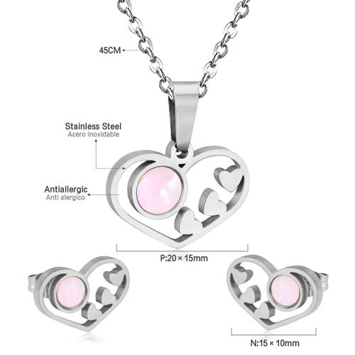 Luxusteel-Ensemble Collier Et Boucles D'oreilles En Coquillage Blanc Naturel Pour Femme, Élégant, Acier Inoxydable, Breloque Coeur, Blanc Ateur De Papillon, Lune, Bijoux
