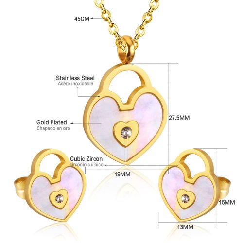 Luxusteel-Ensemble Collier Et Boucles D'oreilles En Coquillage Blanc Naturel Pour Femme, Élégant, Acier Inoxydable, Breloque Coeur, Blanc Ateur De Papillon, Lune, Bijoux