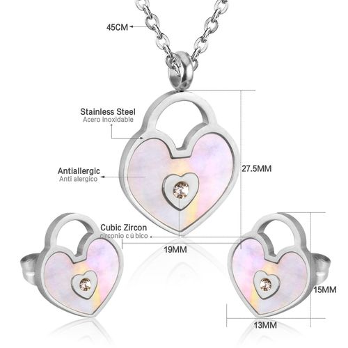 Luxusteel-Ensemble Collier Et Boucles D'oreilles En Coquillage Blanc Naturel Pour Femme, Élégant, Acier Inoxydable, Breloque Coeur, Blanc Ateur De Papillon, Lune, Bijoux