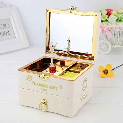 Boîte à musique de ballet enchantante pour filles,lecture rotative,ballerine sautante,boîte à bijoux parfaite,cadeau pour les filles,les tout-petits,les enfants - Type White