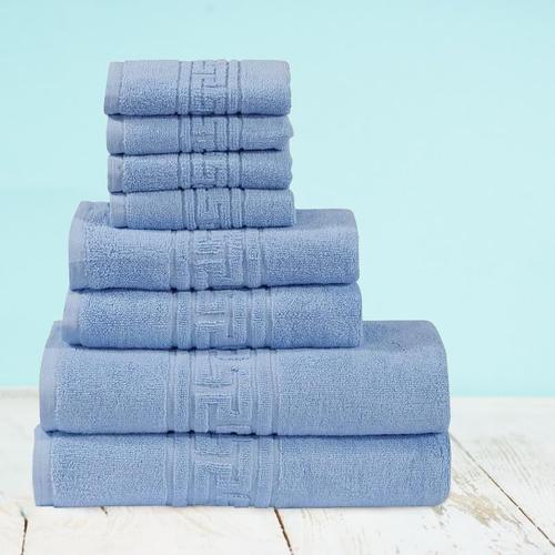 Lot De 8 Serviettes 100 % Coton Égyptien De 600 G/M², 2 Serviettes De Bain, 2 Essuie-Mains, 4 Débarbouillettes \U2013 Bleu Ciel