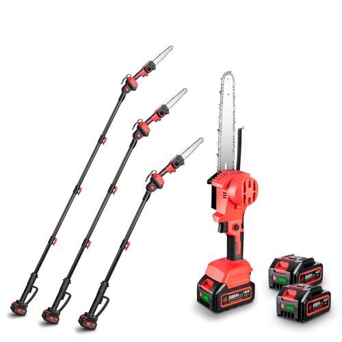 Elagueuse électrique sur perche 8",avec perche télescopique 1.3m/1.8m/2.25m Tronçonneuses télescopiques sans fil longue porté - Avec 2 batterie (588vf)