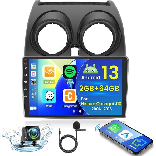 2+64GB Android 13 Autoradio pour Nissan Qashqai J10 2006-2016 Radio Carplay Android Auto, IPS Écran Tactile 9 Pouces Poste Radio Voiture avec Caméra de Recul, Bluetooth Stéréo, GPS, WiFi, DS.[F694]