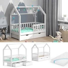 Lit Enfant Vitalispa Wiki, Lit Cabane, Lit Aire De Jeux, 70 X 140, Sommier À Lattes Inclus, Matelas Inclus, 2 Tiroirs