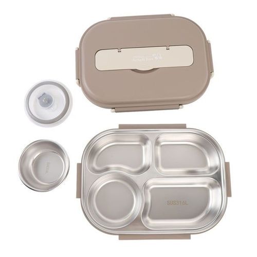 Boîte À Lunch En Acier Inoxydable De 1 500 Ml Avec Ustensiles Et Bol À Soupe - Conception À Compartiments Multiples