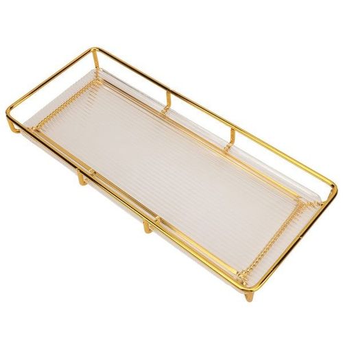 Plateau de rangement en métal pour comptoir de salle de bain