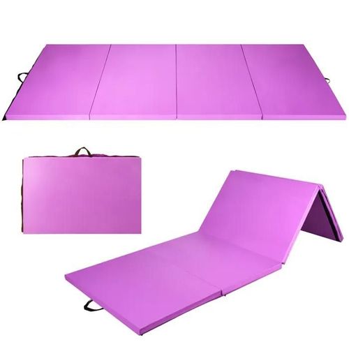 Tapis De Gymnastique Pliable Costway-240 X 116 X 5 Cm-En Mousse Et Pu Détachable-Poignées De Transport-Fermeture Auto-Agrippante