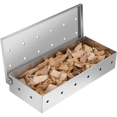 Boîte à fumer Rulunar pour gril, copeaux de bois de barbecue - Grande capacité, boîte à fumée épaisse en acier inoxydable pour viande, saveur fumée, pour gril à charbon et à gaz¿