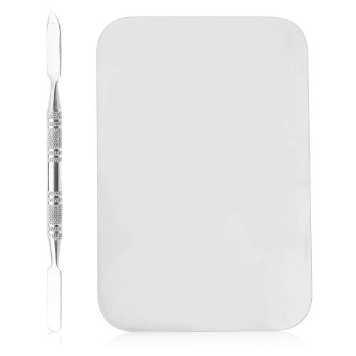 Petite Spatule De Palette De Maquillage Cosmétique En Acier Inoxydable Outil De Plaque De Mélange De Fond De Teint De Forme Rectangulaire 