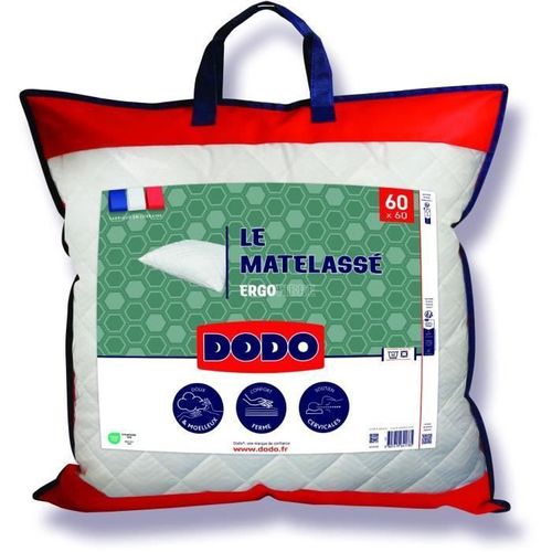 Oreiller Le Matelassé - 60x60 cm - Soutien ferme - Taie déhoussable - Fabriqué en France