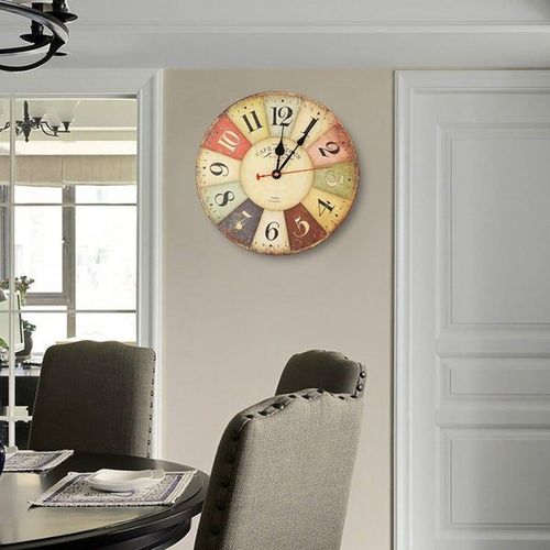 Horloge murale rétro en bois de 12 pouces - Décoration d'intérieur élégante
