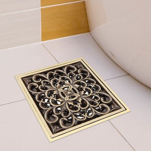 Siphon de sol de douche en laiton antique de 10 cm - Grille de protection élégante pour filtre à déchets de salle de bain