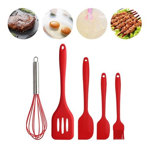 Ensemble D'ustensiles De Cuisine En Silicone Antiadhésif : Fouet, Pinceau À Huile Et Spatule