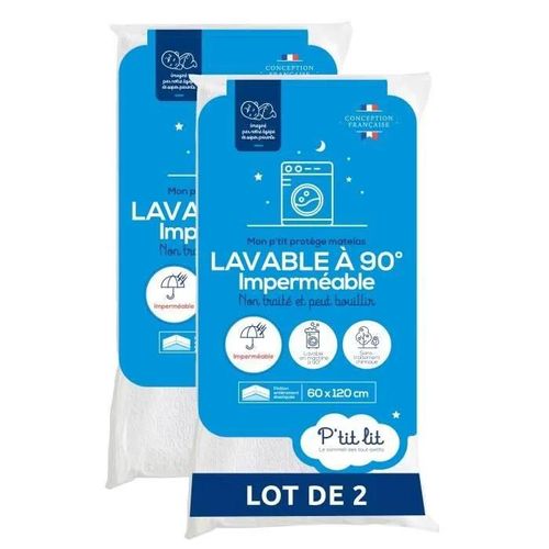 Lot de 2 Proteges matelas Bébé - 60x120 cm - Alese Imperméable et Micro Respirante - Lavable a 90°C - Souple et Silencieux