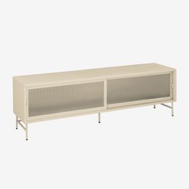 Meuble Tv En Acier Et Verre Paoline Beige Crème