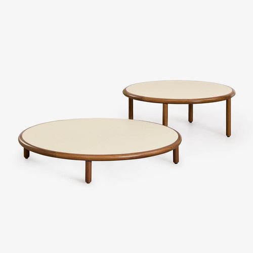 Lot De 2 Tables Basses Rondes En Bois D'acacia Olivia Beige Semoline