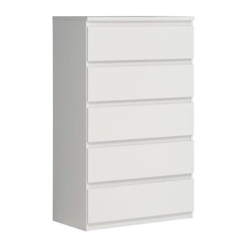 Generique Commode Chelsea 5 Tiroirs - L 77,2 X D 42,2 X H 128,1 Cm - Décor Blanc Mat