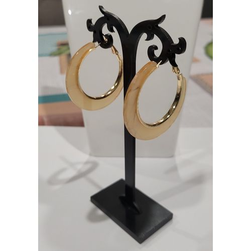 Boucles D'oreilles Anneaux Creoles Marbrees Orange !