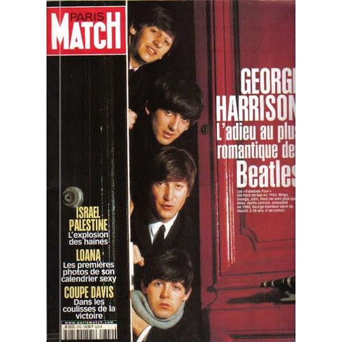 Paris Match N° 2742 Du 13/12/2001 : George Harrison, The Beatles, Laura Bush, Jacques Chirac, Sophie Marceau, Loana, Noémie Lenoir, Mick Jagger, Thierry Henry