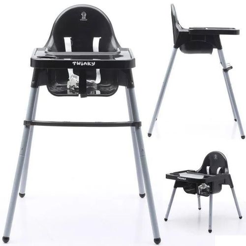 Twinky Chaise Haute Eco Pour Bebe Et Enfants - Pliable Pour Enfant Avec Fonction Allongée - Noir - Avec Table Dès La Naissance