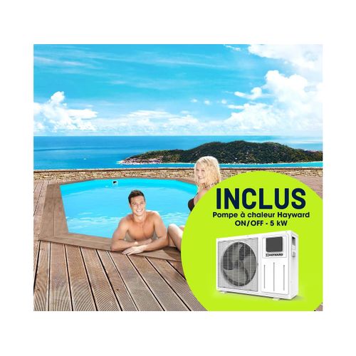 Piscine bois " Rio 130" - 5.60 x 3.70 x 1.39 m + Pompe à chaleur - Puissance 6.1 kW