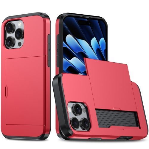 Coque Antichoc Rouge Pour Iphone 16 Pro Max Avec Fente Pour Carte