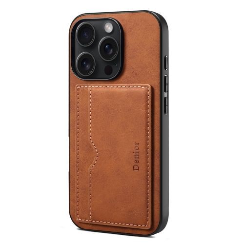 Coque Denior D08 Pu Marron Pour Iphone 16 - Support Simple Pour Carte