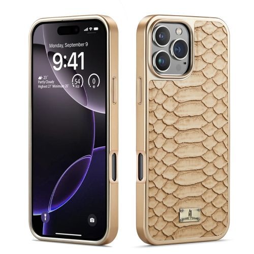 Coque Electroplating Pu Fierre Shann Pour Iphone 16 - Texture Python (Blanc)