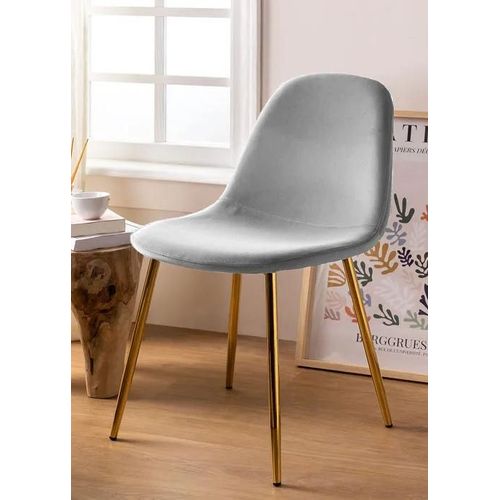 Lot De 4 Chaises Scandinaves En Velours Et Pieds Métallique Or - Gris