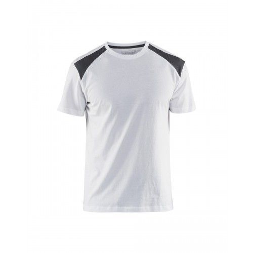 T-shirt de travail bicolore 100% coton 3379 - blanc et gris foncé - S BLAKLADER