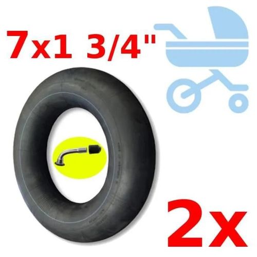 2x Chambre A Air 7 X 1 3/4" Poussette Trottinette Draisienne Enfant 47-93 Coudee 90