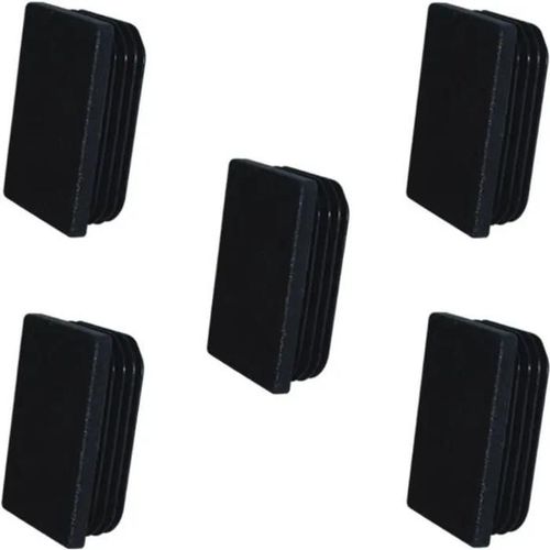 Embout de tube rectangulaire - Non spécifié - 25x15mm - Lot de 5 - Plastique - Noir