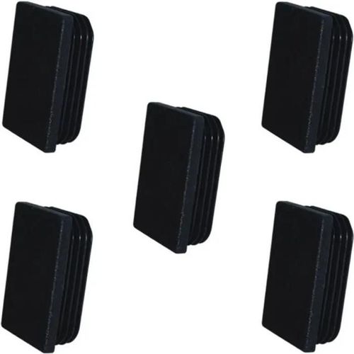 Embout de tube rectangulaire - Non spécifié - 50x20mm - Lot de 5 - Plastique noir - Protecteur
