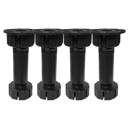 4x PIED DE MEUBLE CUISINE HAUTEUR REGLABLE 100-160MM Ø28MM AVEC BASE PLASTIQUE PLINTHE