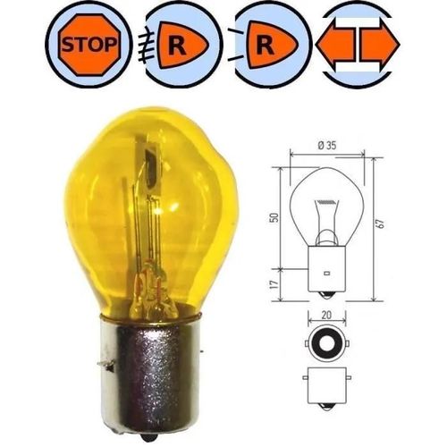 Ampoule 12v 35w Ba20s Jaune Feu Avant Arriere Anti Brouillard Voiture Phare Ancien