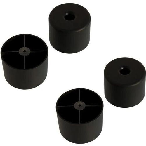4x Pied De Meuble D = 42mm X H = 25mm Plastique Noir Rond Patin Guide Canapé Lit Table