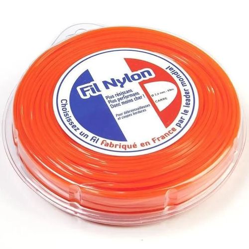 Fil débroussailleuse nylon 2,4 mm x 69 m - MATIJARDIN - Carré - Orange - Blister